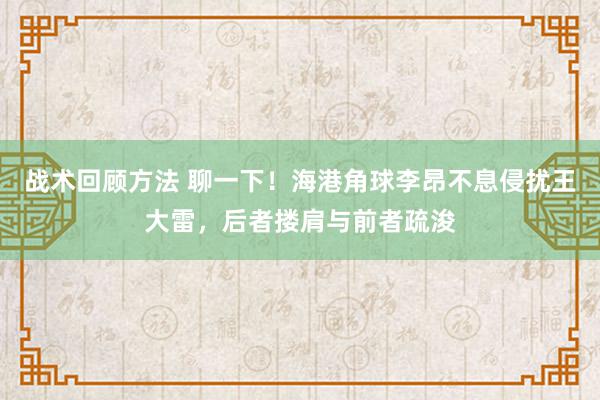 战术回顾方法 聊一下！海港角球李昂不息侵扰王大雷，后者搂肩与前者疏浚