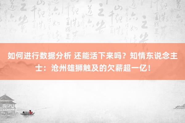 如何进行数据分析 还能活下来吗？知情东说念主士：沧州雄狮触及的欠薪超一亿！