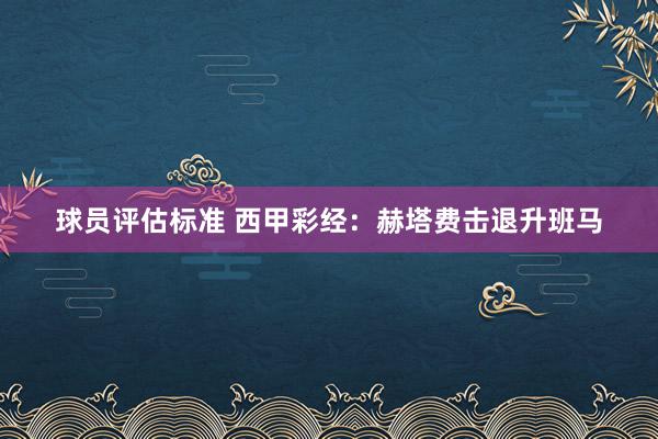 球员评估标准 西甲彩经：赫塔费击退升班马