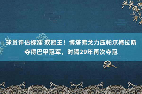 球员评估标准 双冠王！博塔弗戈力压帕尔梅拉斯夺得巴甲冠军，时隔29年再次夺冠