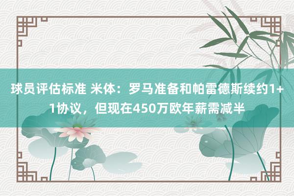 球员评估标准 米体：罗马准备和帕雷德斯续约1+1协议，但现在450万欧年薪需减半