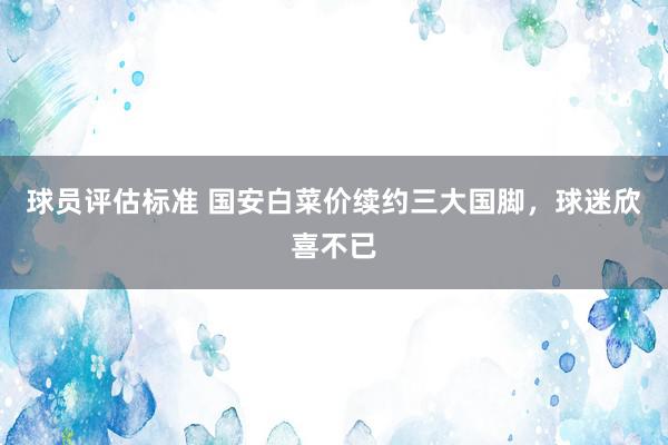 球员评估标准 国安白菜价续约三大国脚，球迷欣喜不已