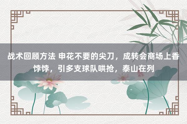 战术回顾方法 申花不要的尖刀，成转会商场上香饽饽，引多支球队哄抢，泰山在列