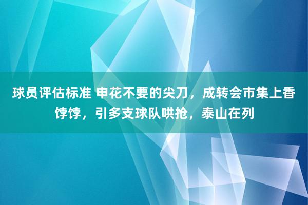 球员评估标准 申花不要的尖刀，成转会市集上香饽饽，引多支球队哄抢，泰山在列