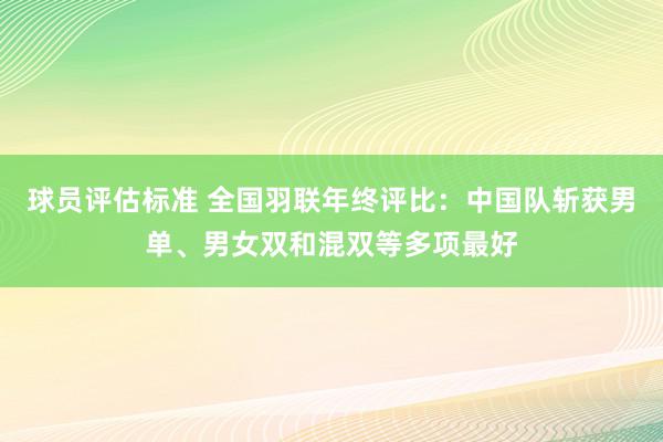 球员评估标准 全国羽联年终评比：中国队斩获男单、男女双和混双等多项最好